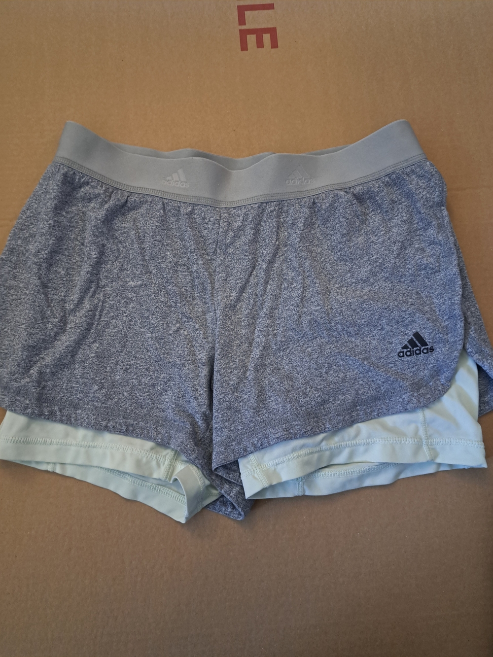 Adidas Women’s Grey Double-Layer Athletic Shorts